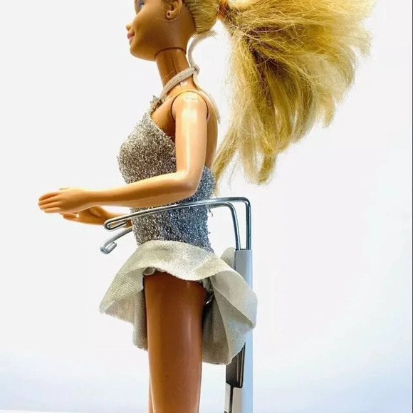 MATTEL BARBIE Doll Silver Dress 12" Tall Blonde Hair Blue Eyes Used - Picture 4 of 12